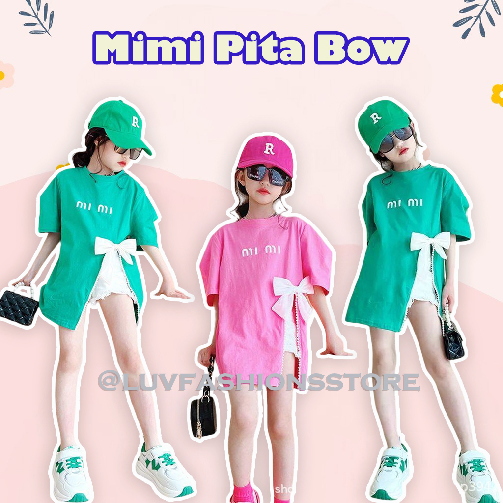 IL - TOP MIMI ATASAN ANAK PEREMPUAN / BAJU ANAK CASUAL / KAOS ANAK CEWEK PITA BOW