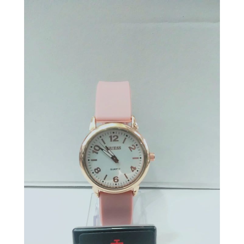 JAM TANGAN WANITA ANALOG FASHION RUBBER BULAT GU ANGKA RING ROSE GOLD