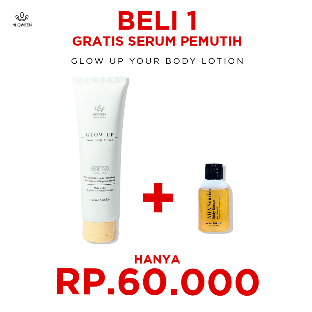 Hiqween Glow Up Your Body Lotion, Memutihkan, Melindungi Kulit Tubuh dari Sinar UVA dan UVB, Melembabkan Kulit Badan dan Menutrisi Kulit