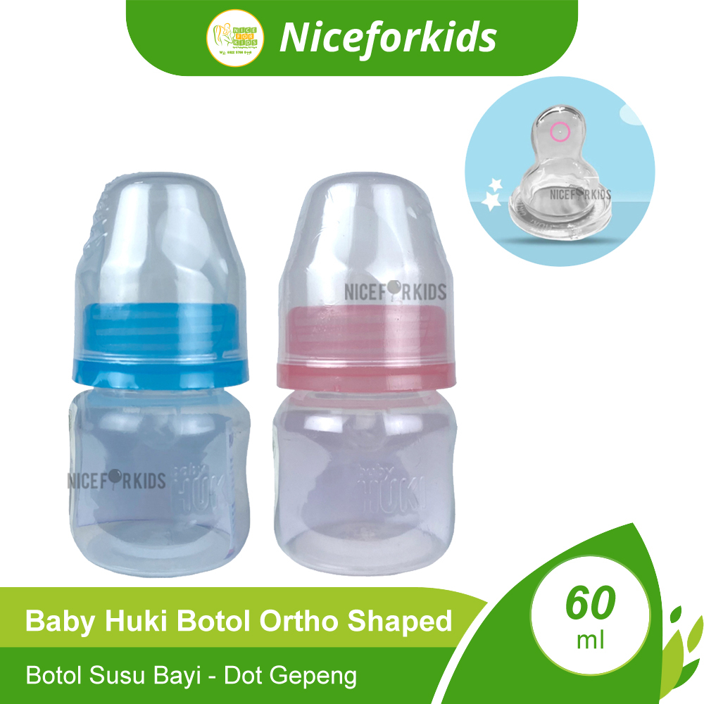 Huki Botol Ortho Shaped 60ml (CI0342) / Botol Susu Bayi 60ml