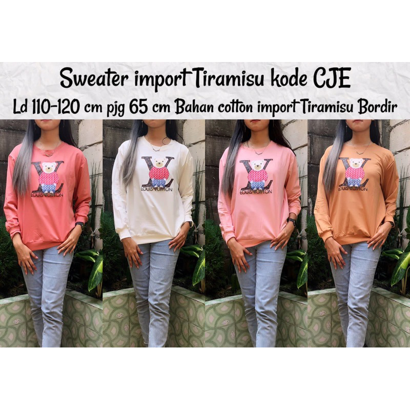 Sweater import tiramisu bordir premium