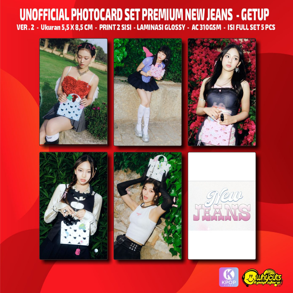 Unofficial Photocard Premium NEW JEANS Get Up / Print 2 sisi laminasi glossy / Anti air / isi full set