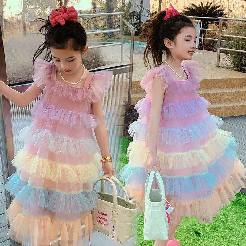 Dress Anak Perempuan PREMIUM Tutu Rainbow