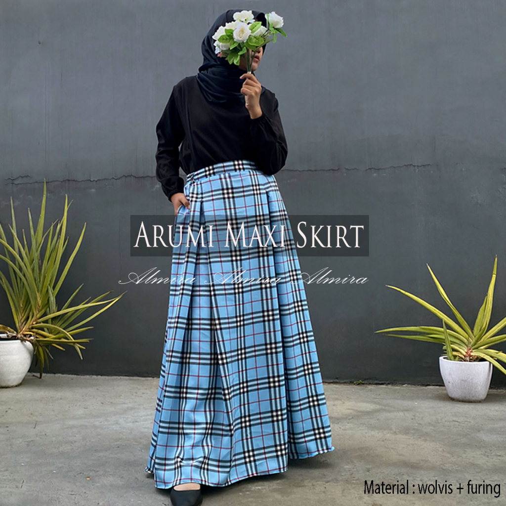 Rok Tartan Panjang Motif Kotak  Arumi Skirt Griyaraditya Almira