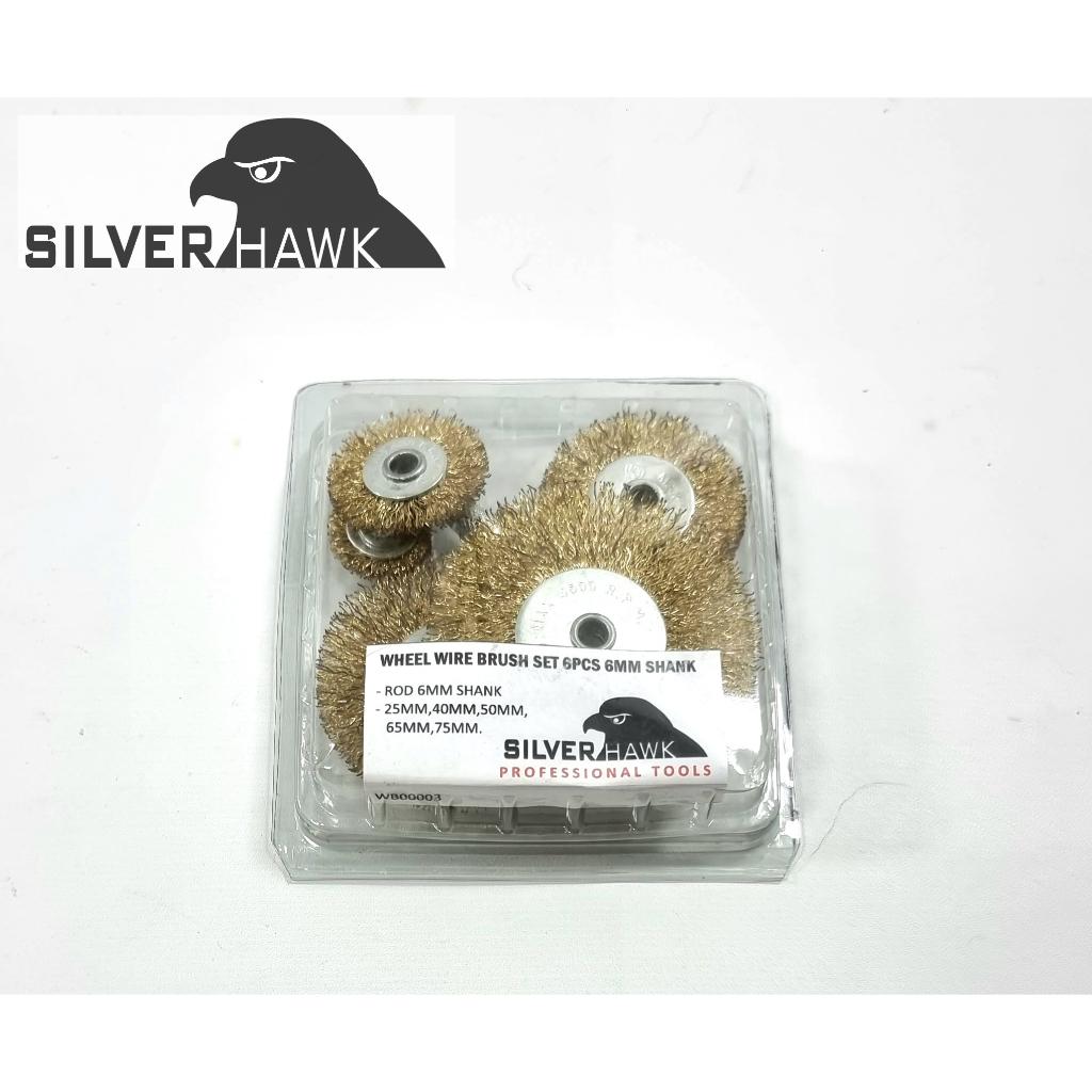 Sikat Kawat Baja Set 6pcs Mata Bor Sikat Kawat Model Piring SilverHawk