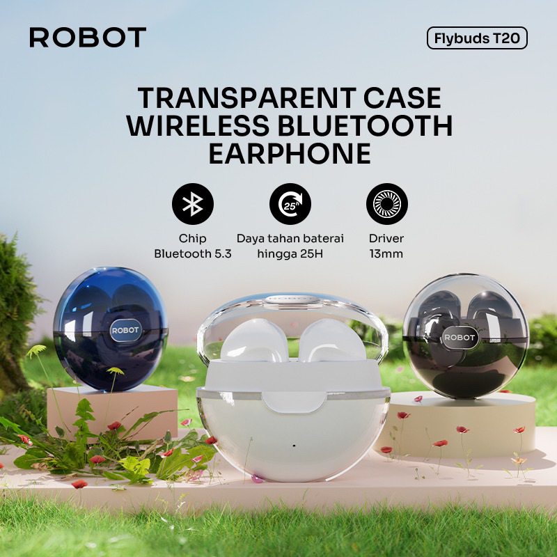 Robot TWS Flybuds T20 Wireless Earphone Original Bluetooth 5.3 - Garansi 1 Tahun