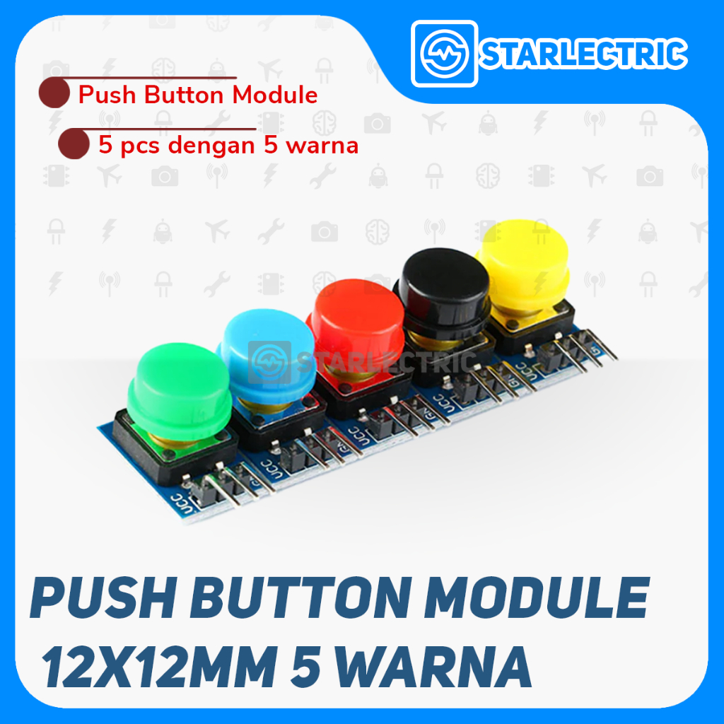 Push Button Module Tactile Switch Modul With Cap 5 Warna 12mmx12mm