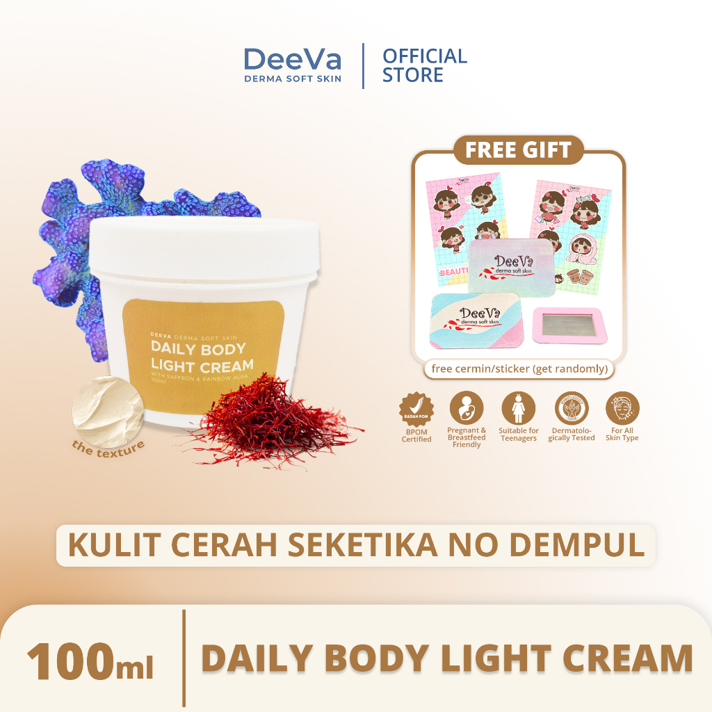 DeeVa Derma Soft Skin - Daily Light Body Cream (krim tubuh mencerahkan dan memutihkan seketika)