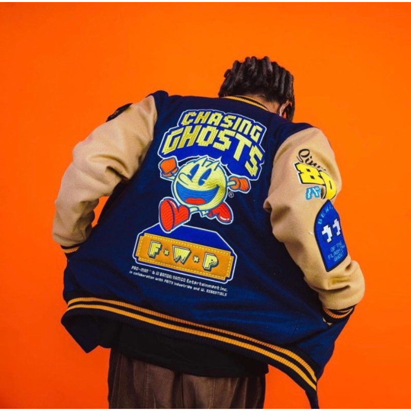 Varsity Jacket W Essentiels X Faith X Pac Man "Chasing Ghost" Navy