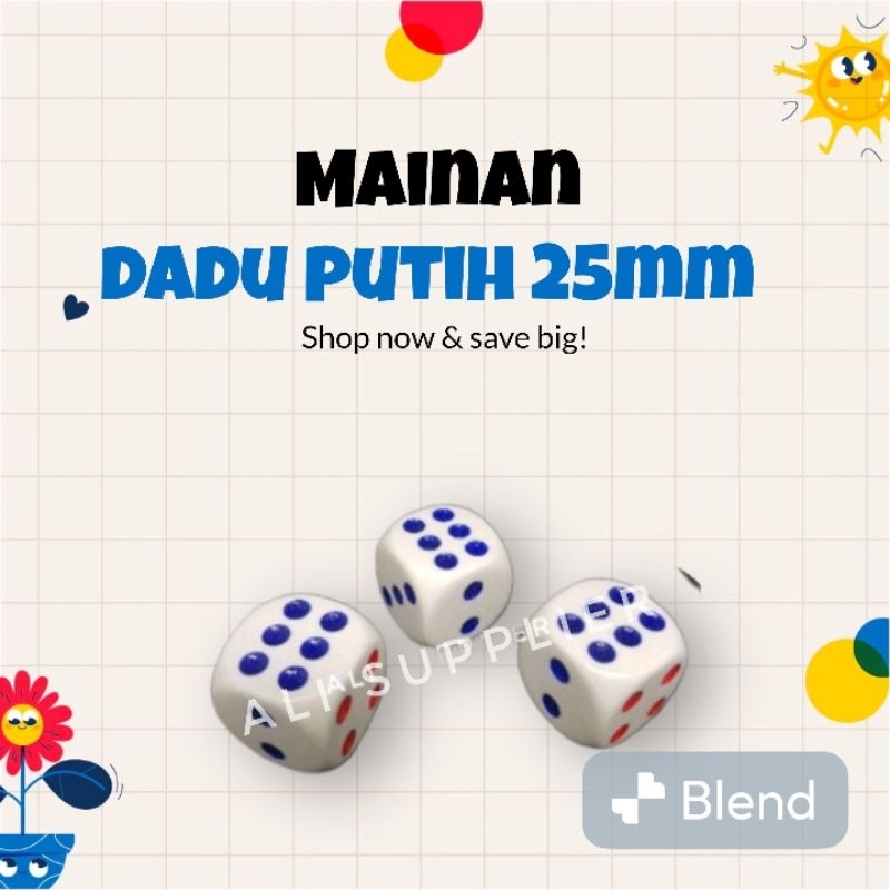 Dadu Plastik 25 x 25 mm / Professional Dice / Mainan Dadu / Dadu board game / Quality dice / Dadu transparan / Dadu Besar Mainan / Mainan Dadu Besar / Dadu Susu / Dadu Kristal / Dadu Mainan Jadul