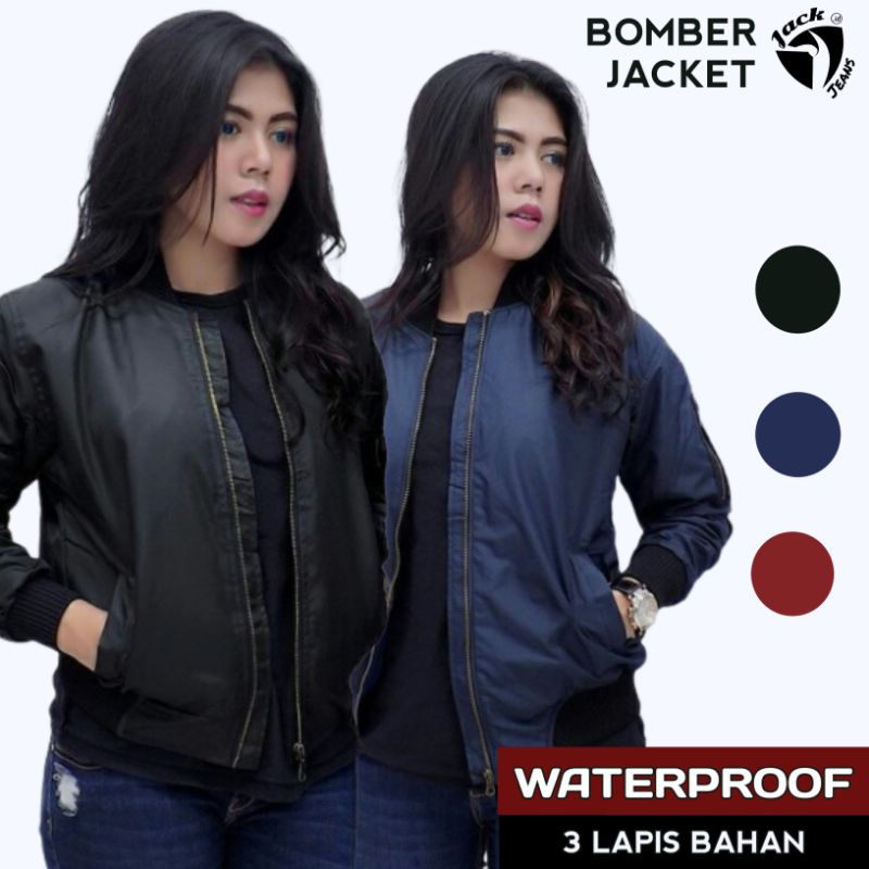 [ PREMIUM QUALITY ] Jaket Bomber Pria Wanita Polos Anti Air Waterproof Tebal JACKJEANS.ID