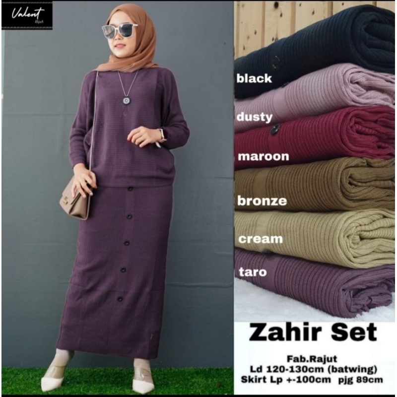 Baju Setelan Wanita Daily set Zahir Rajut Polos Jumbo
