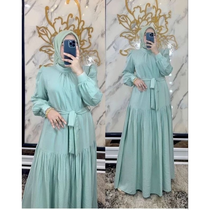 NEW NAMEERA DRESS SHIMER PREMIUM VIRAL DRESS MUSLIMAH DRESS POLOS TERLARIS