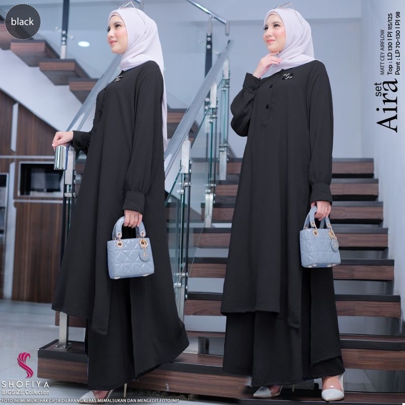 [READY] HANNA • AIRA BY SHOFIYA SETELAN WANITA FASHION MUSLIM DEWASA LINEN CEY AIRFLOW LD 130