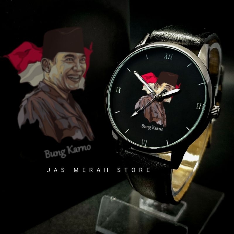 Jam Tangan Bugkarno / Sukarno jas merah Premium Include Double Strap &amp; Box