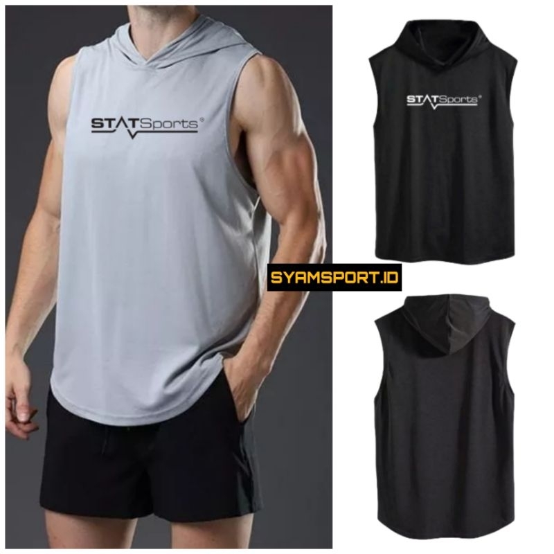 Manset Singlet Hoodie STATSPORT / Baselayer Olahraga Pria / Singlet Gym Olahraga / Pakaian Fitness /