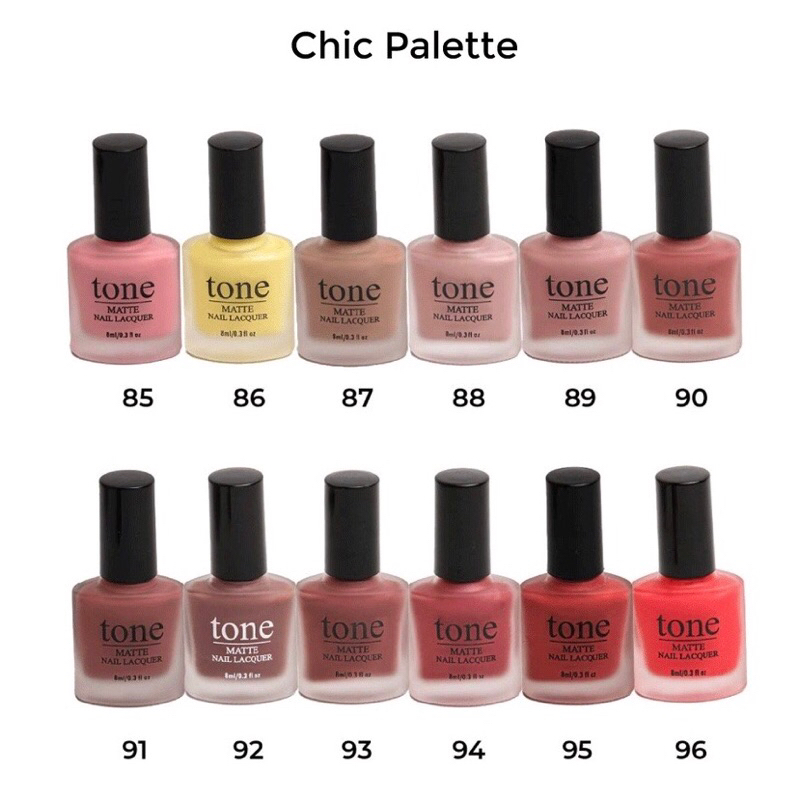 [BISA COD] TONE Matte Nail Lacquer Chic Palette Series no 85-96 - Kutek Matte - Kuteks Matte - Kutek Tone Matte