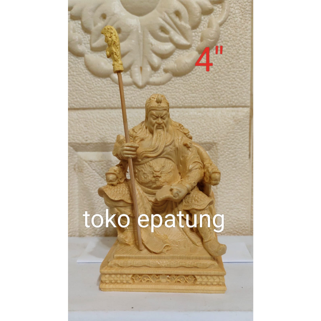 patung dewa kwan kong / kwan kung / kwan te- kayu - 4 inch / 10 cm - g