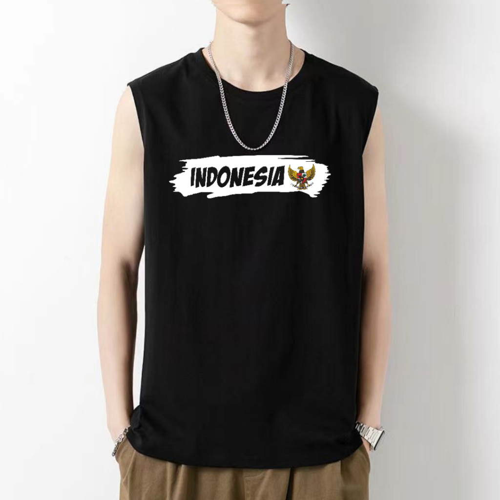 Kaos singlet pria logo INDONESIA / singlet pria keren dan kekinian / singlet terlaris