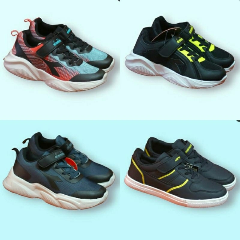 SALE SPORT STATION SEPATU SNEAKERS AIRWALK KIDS ANAK BLACK ORIGINAL