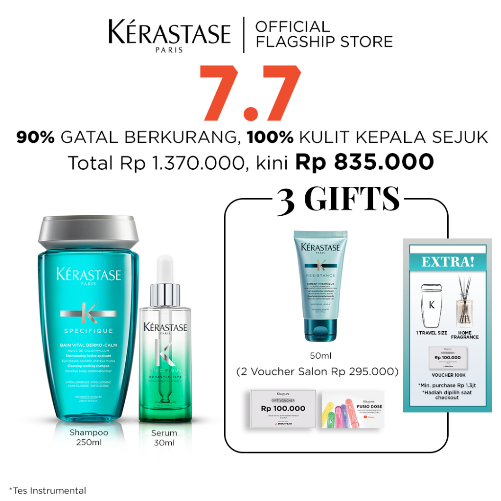 Kerastase Sensitive Scalp Care Duo Mini - Bain Vital Dermocalm 250ml &amp; Potentialiste Scalp Balancing Serum 30ml