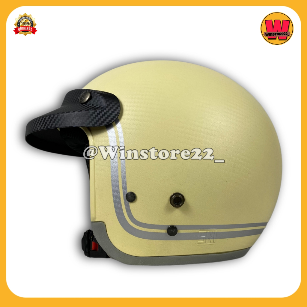 Helm Sepeda Motor Half Face Bogo Cargloss Injak Carbon Original warna Black Cream Silver PInk & Maro