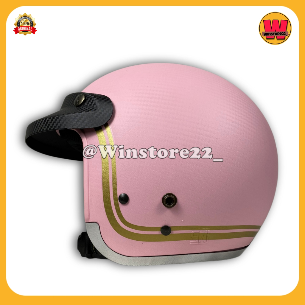 Helm Sepeda Motor Half Face Bogo Cargloss Injak Carbon Original warna Black Cream Silver PInk & Maro