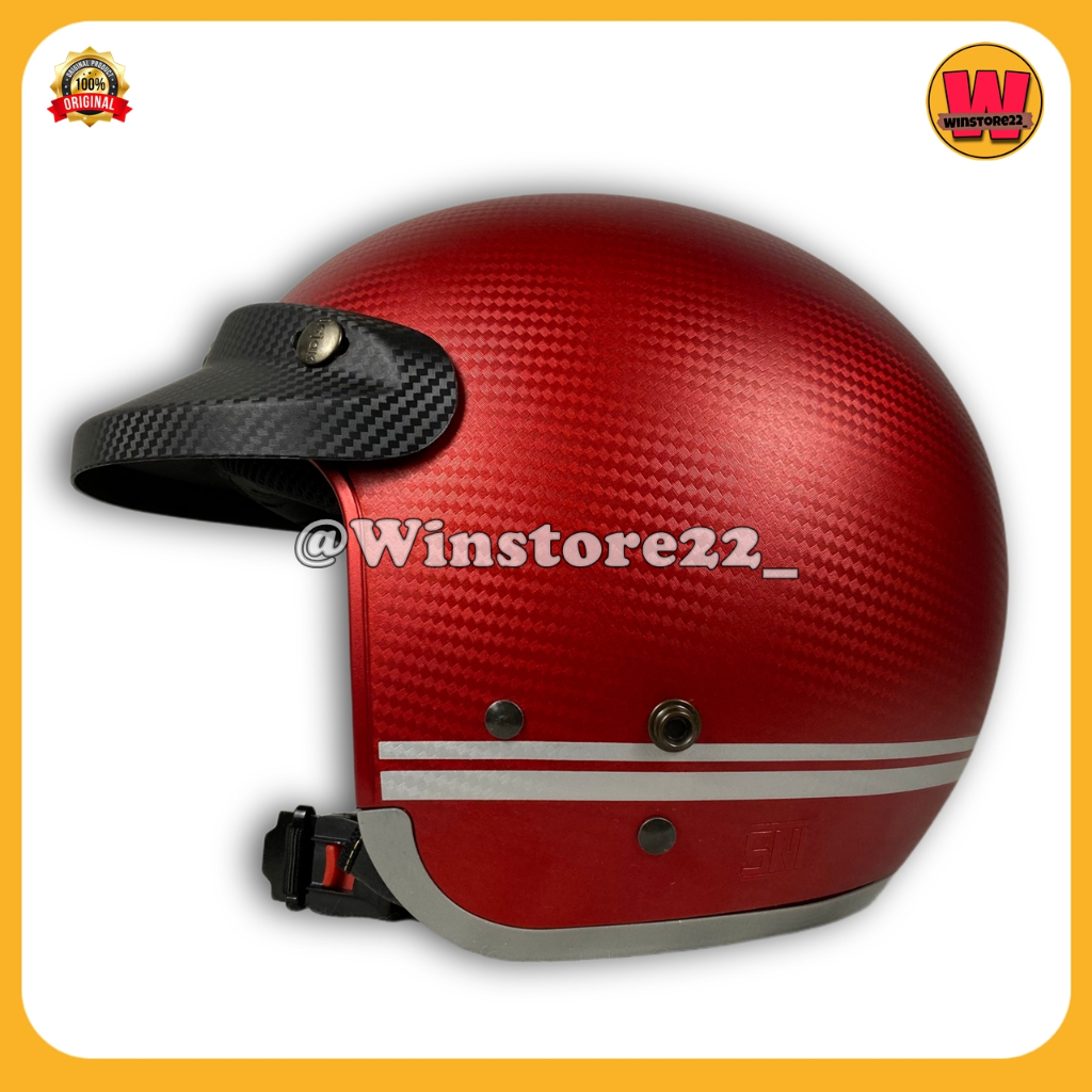 Helm Sepeda Motor Half Face Bogo Cargloss Injak Carbon Original warna Black Cream Silver PInk & Maro