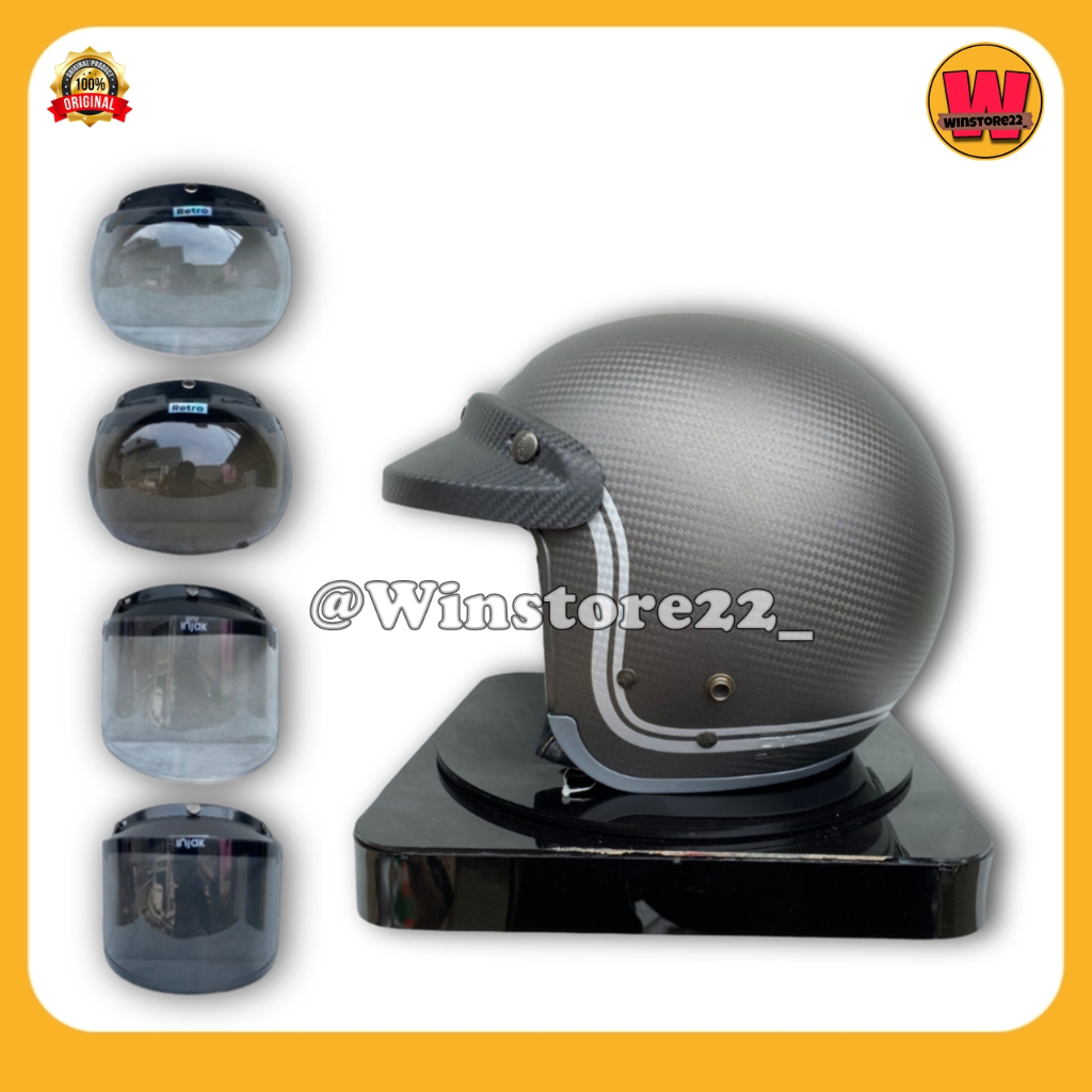 Helm Sepeda Motor Half Face Bogo Cargloss Injak Carbon Original warna Black Cream Silver PInk & Maro