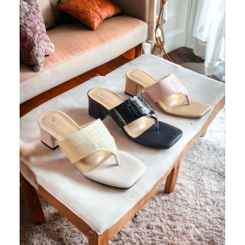 ABBUSHOES Aj 40 sendal wanita hak tahu uler dian 5cm