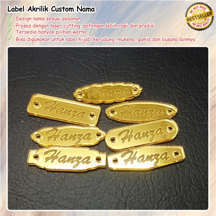 Label Branding Hijab / Kerudung / Gamis Akrilik Custom Nama