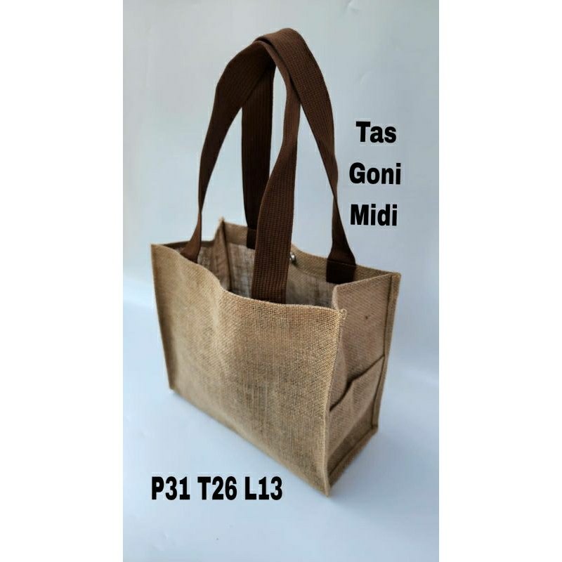 TAS GONI MIDI MAGNET POLOS Tote Bag Goni Natural Bag READY TAS GONI  KANTONG Burlap