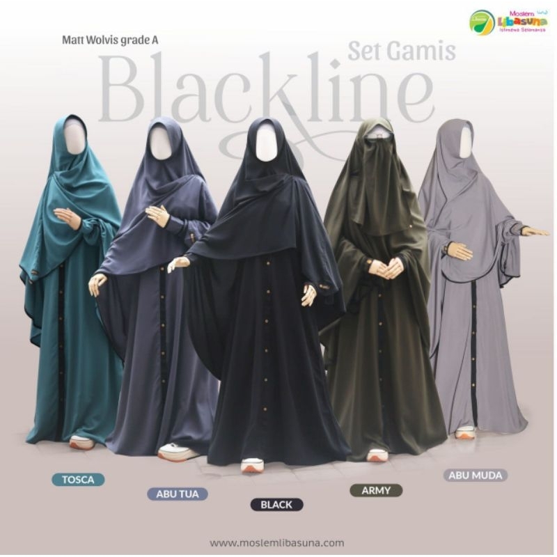 Set Gamis Akhwat Model Blackline Libasuna