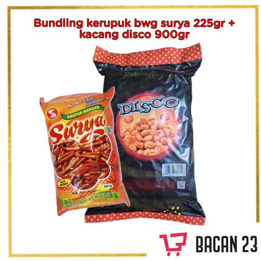 Bundling Kerupuk Bawang Surya 225 gr + Kacang Disco 900 gr / Oleh Oleh Makassar / Cemilan Khas Makassar / Bacan 23