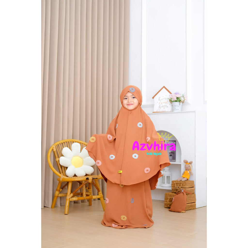 MUKENA CRINKLE DONAT /  MUKENA CRINKLE 3-6 TAHUN / MUKENA ANAK KRINGKLE PEREMPUAN ORI AZVHIRA