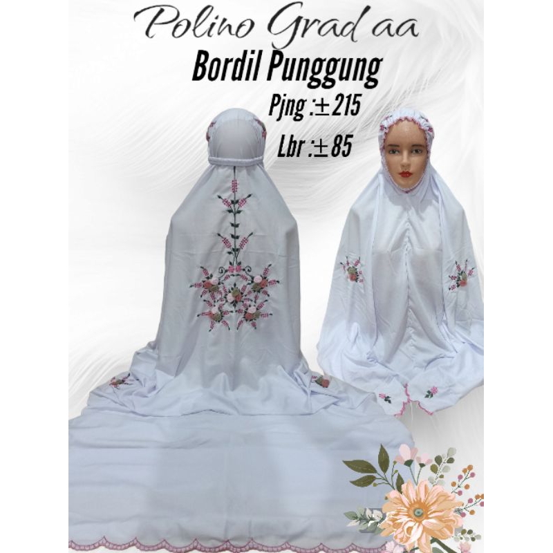 MUKENA DEWASA TERUSAN BORDIR TILE KOMBINASI RENDA