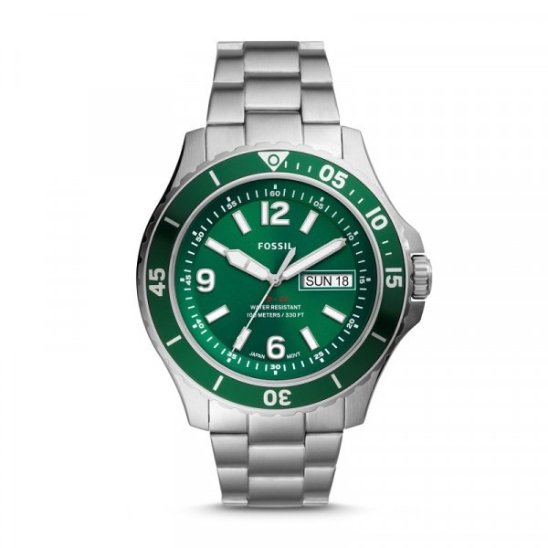 jam tangan BRANDED FS5690 Men Green Dial Stainless Steel Strap