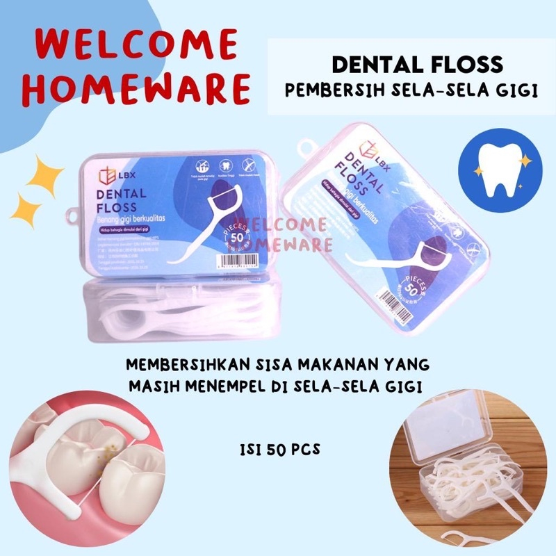 Dental floss benang Busur tusuk gigi Macromolecul carea pembersih sela gigi isi 50 pcs LBX Lerch Flosser Toothpick Produk Terlaris By Smoll