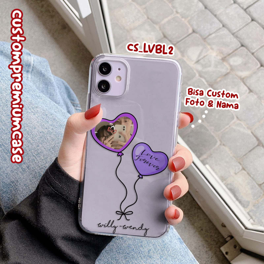 CUSTOM CASE GAMBAR LUCU CUTE COUPLE HEART BALLOON - BISA CUSTOM FOTO PACAR COUPLE - AESTHETIC ESTETI
