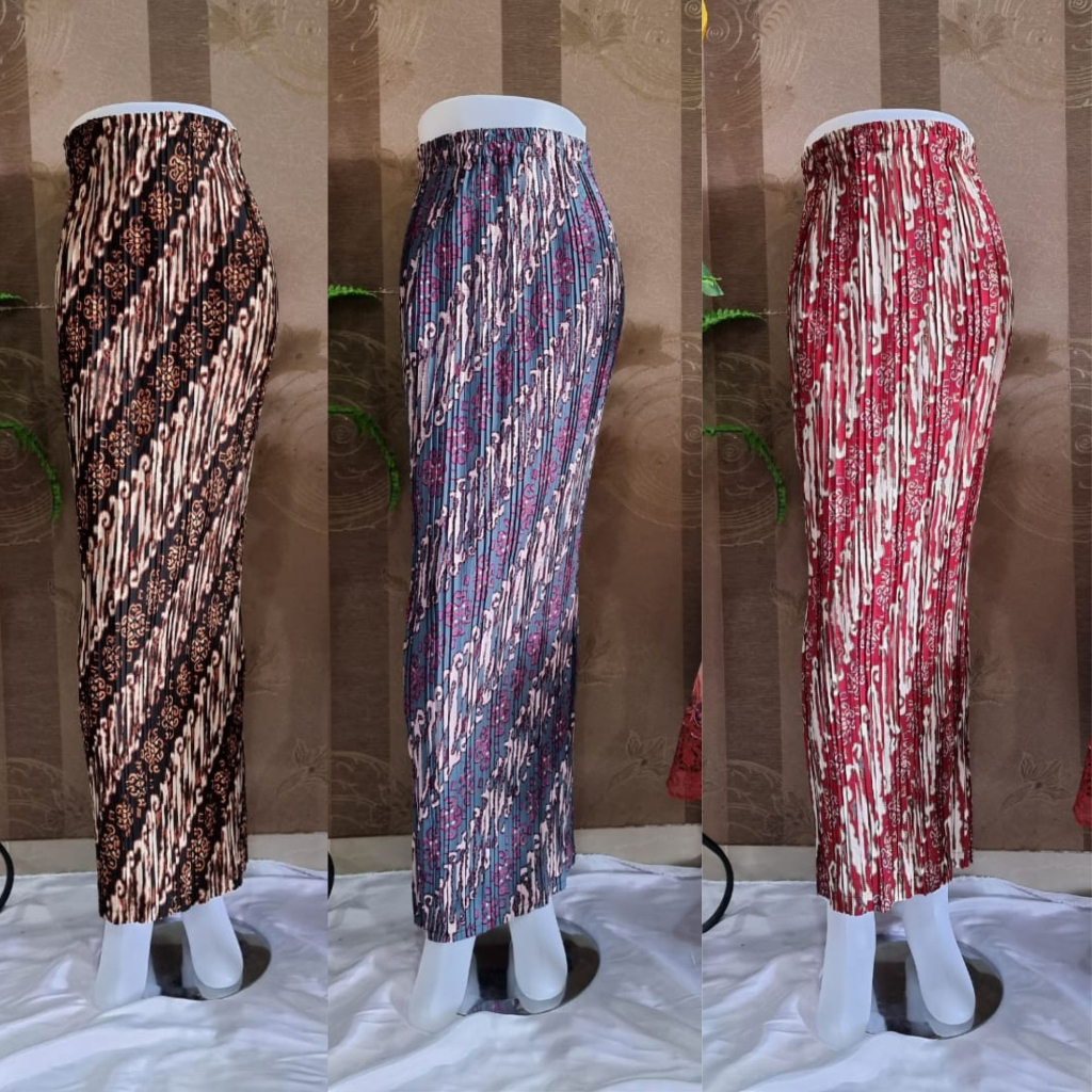 ROK PLISKET PANJANG BATIK LERENG / ROK PLISKET SETELAN KEBAYA / ROK WANITA