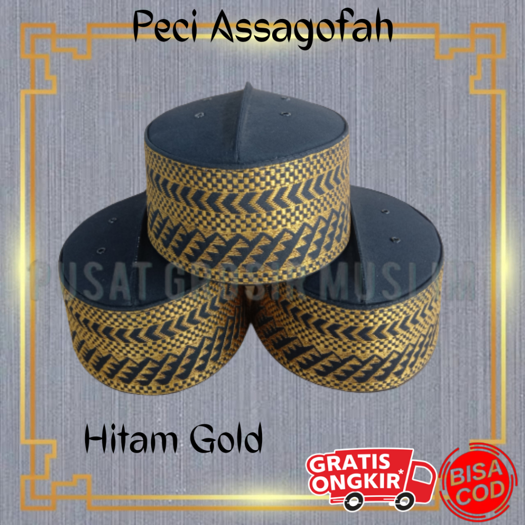 Promo Peci Assagofah Anak Hitam Gold Peci Kopiah Haji Assagofah Anak anak Termurah