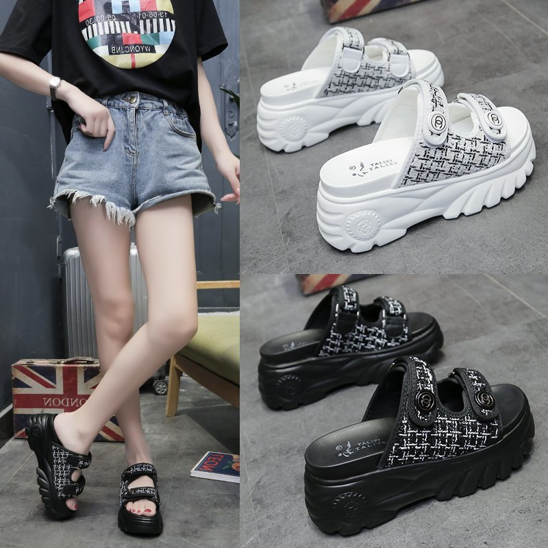 COD Sneakersdaily 699 Sandal Wedges Hak Tebal Slip On High Heels Wanita Premium