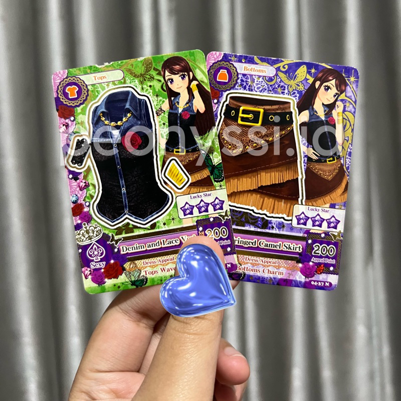 Aikatsu Card — Denim and Lace Vest & Fringed Camel Skirt