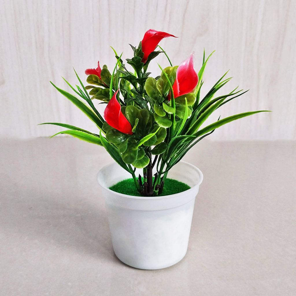 Bunga Tulip Hias Bunga Hias Plastik Mini Dekorasi Rumah Artificial Flowers Pot Tanaman Bunga Hias Palsu PBP19