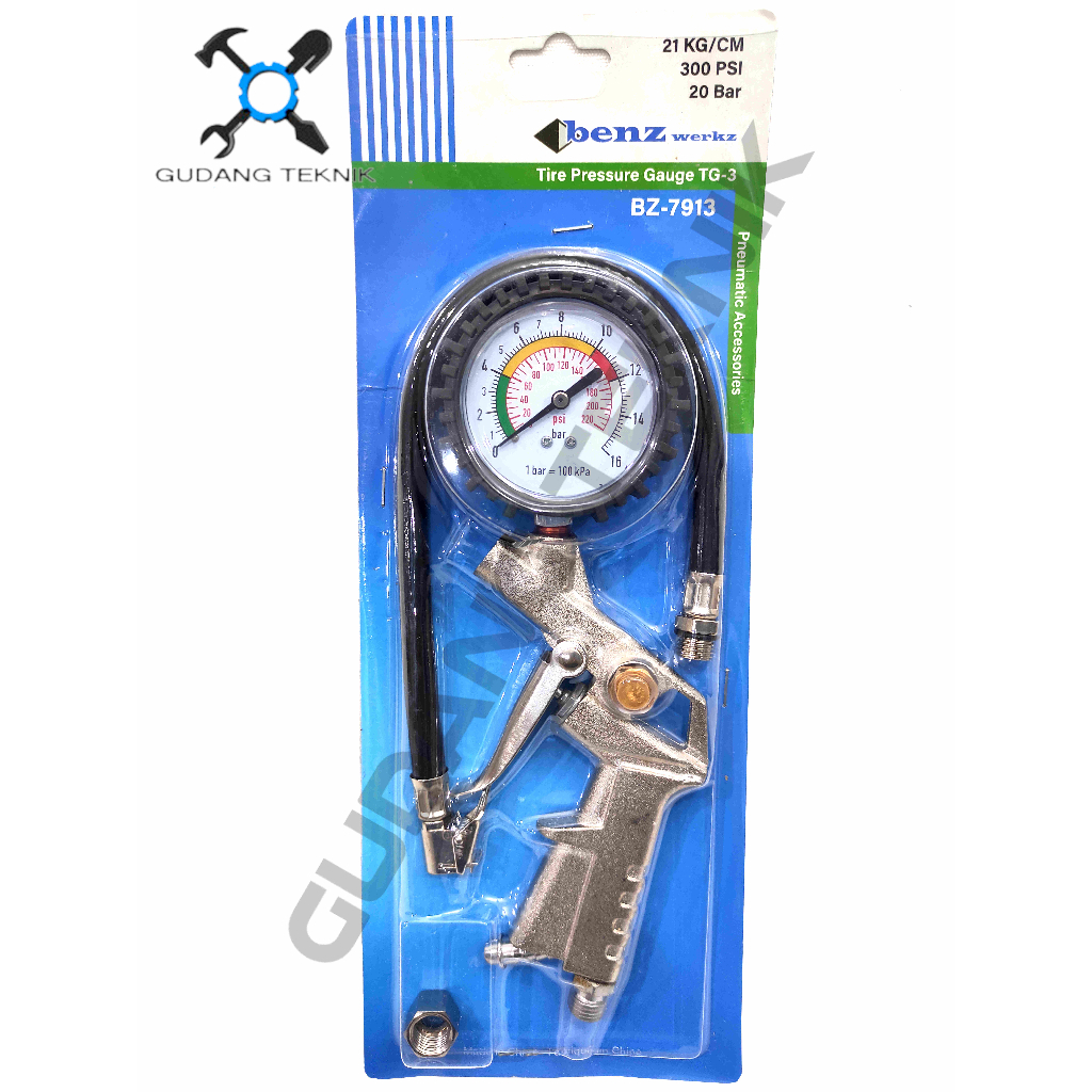 Tire Pressure Gauge Indikator Angin TG3 BZ7913 BENZ / Tire Inflator Gun Alat Isi Angin Pengukur Ukur Tekanan Ban TP3 BZ 7913 BENZ