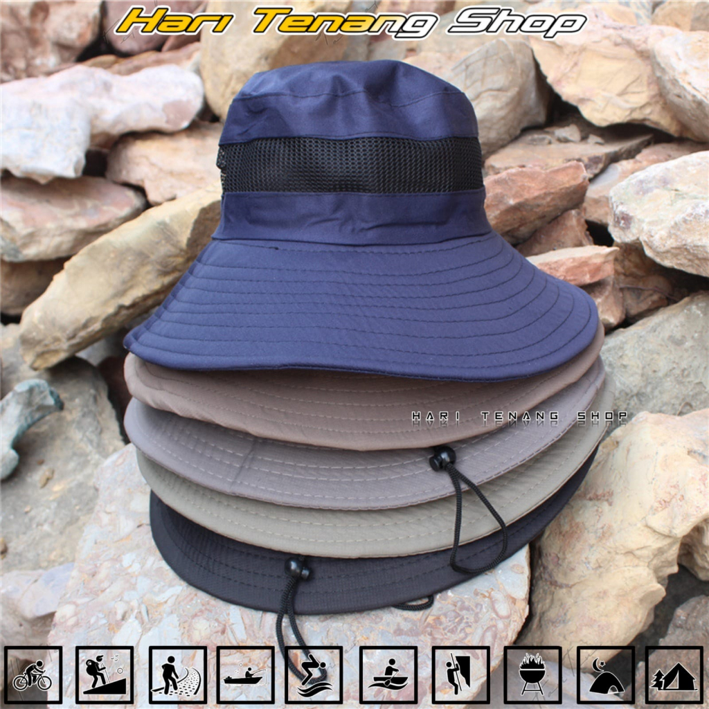 topi rimba/topi bucket/topi jaring/topi outdoor/topi memancing/import