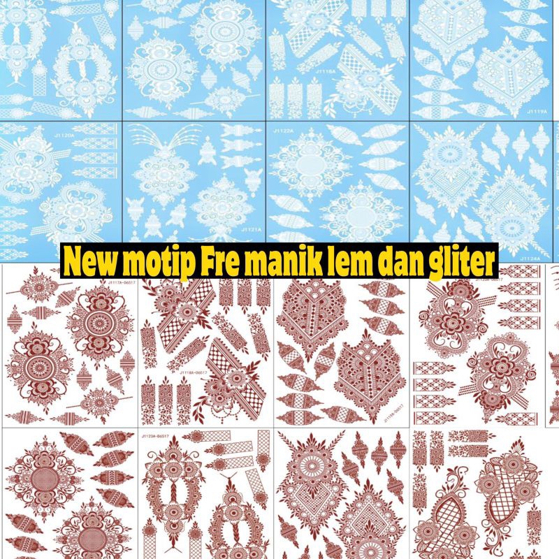 (free manik+gliter)HENA STIKER PENGANTIN 1 pcs bisa kanan kiri / HENA MARON / HENNA PUTIH