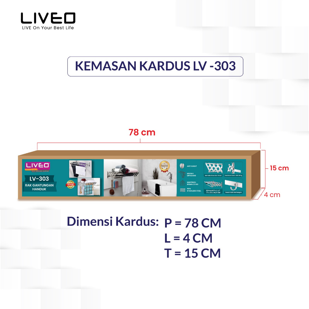 Jemuran Dinding Handuk Stainless Steel Liveo LV-303 / Gantungan Handuk / Hanger Baju