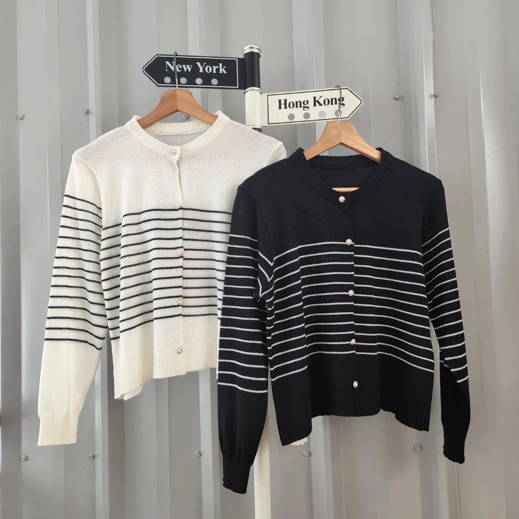 [CYC | COD] Outwear BW STRIPE OUTHER  Rajut Cardigan Wanita Trendy Murah