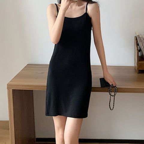 Tanktop Dress Satin Sutra Panjang Basic Tanktop